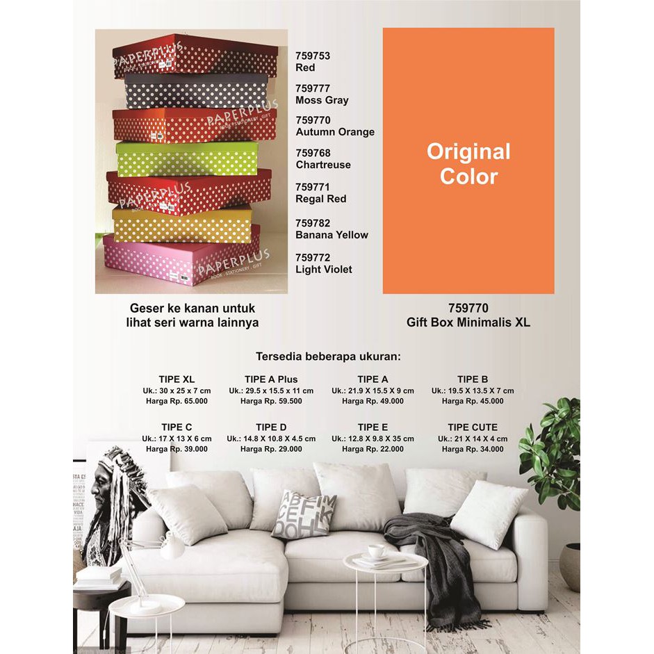 

Kotak kado/Kotak Hadiah/Gift Box Minimalis XL_Polkadot Spectra Autumn Orange