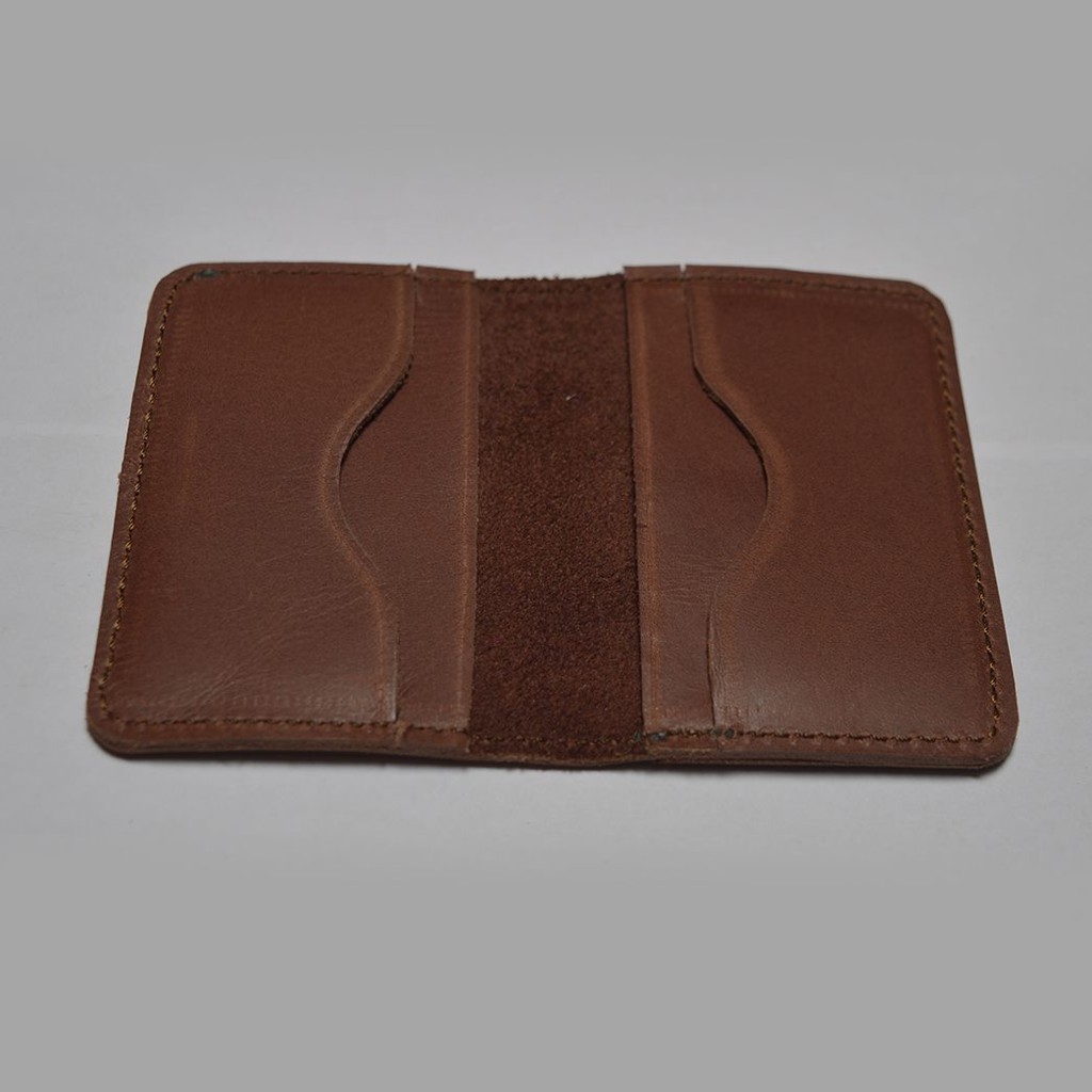 dompet kartu model lipat kulit asli - card wallet - slim wallet coklat