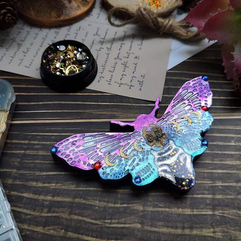 Glitter Moth Keychain Epoxy Resin Mold DIY Craft Jewelry Necklace Pendant Silicone Mould