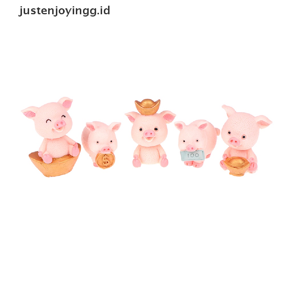 // justenjoyingg.id // Fortune Pig Miniature Figurine Fairy Garden Dollhouse Decor Micro Landscape ~