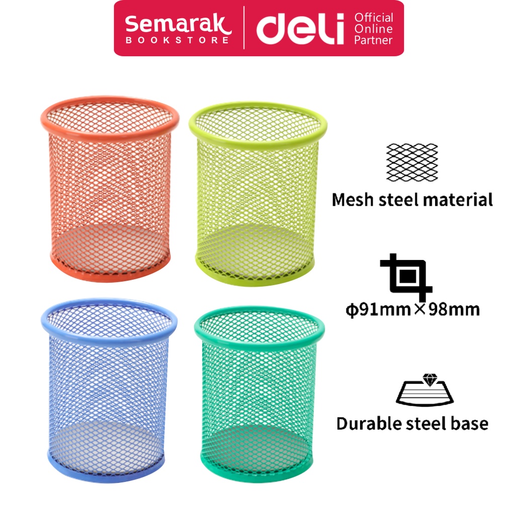 

Deli 9153 Steel Pen Holder Tempat Alat Tulis Bundar Vivid Color