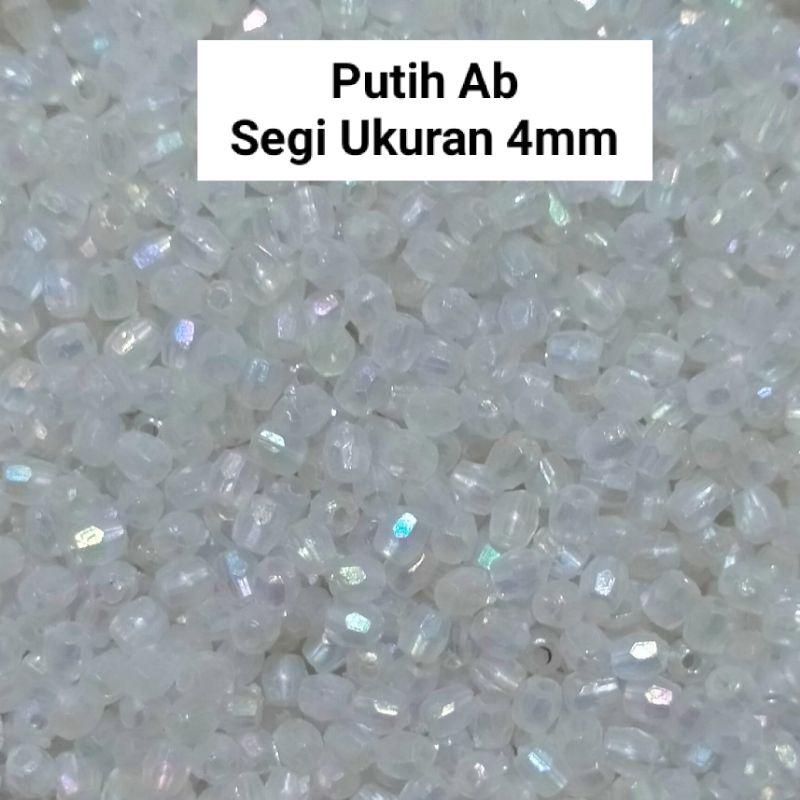 Payet Mote Mutiara Segi Pelangi Ukuran 4mm - 10 Gram