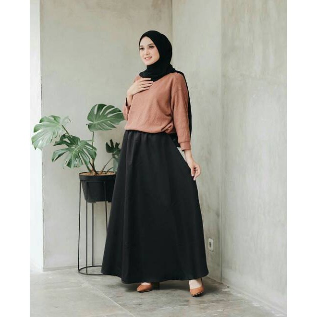 ROK POLOS SKIRT PANJANG MOSCREPE PREMIUM BEST SELLER!!!