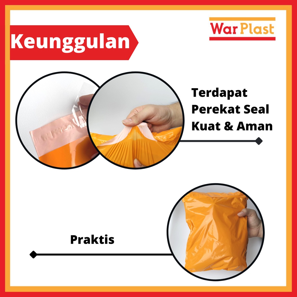 Plastik Packing Olshop Polymailer Amplop Plastik dengan Perekat Semi Premium - Uk 15x25 - Orange