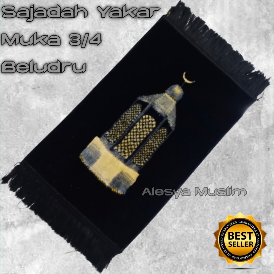 SAJADAH YAKAR HITAM 3/4 PLUS SABLON