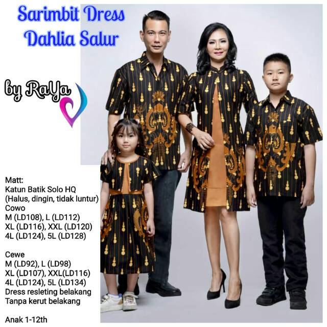 Dress keluarga DAHLIA SALUR baju batik couple family fashion anak kemeja pria ukuran jumbo XXXL