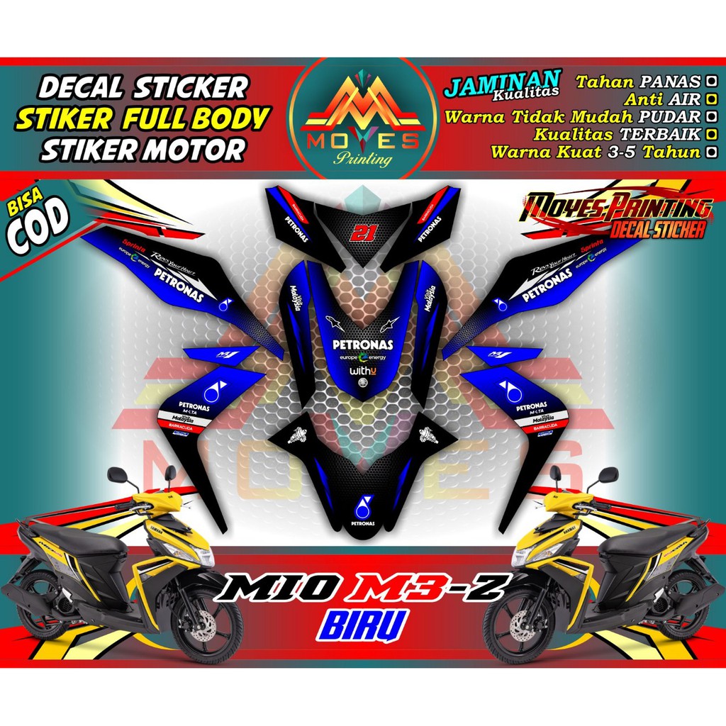 Jual Decal Stiker Mio M3 Z Pola Petronas SRT Biru Sticker Yamaha Mio M3 Z Indonesia Shopee Indonesia