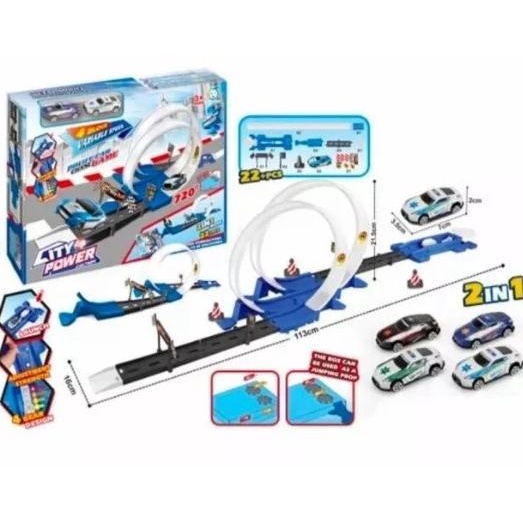 Mainan Mobil Ejection City Power Racing Track (22PCS)