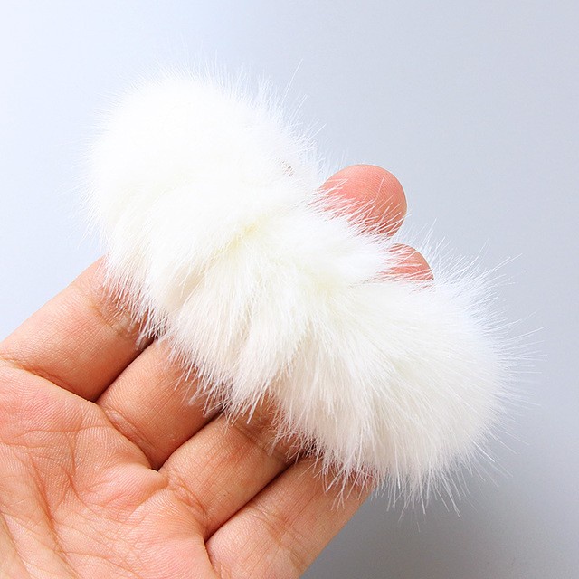 HR-08 kunciran bulu bulat anime ponytail rabbit fur hair rope kuncir