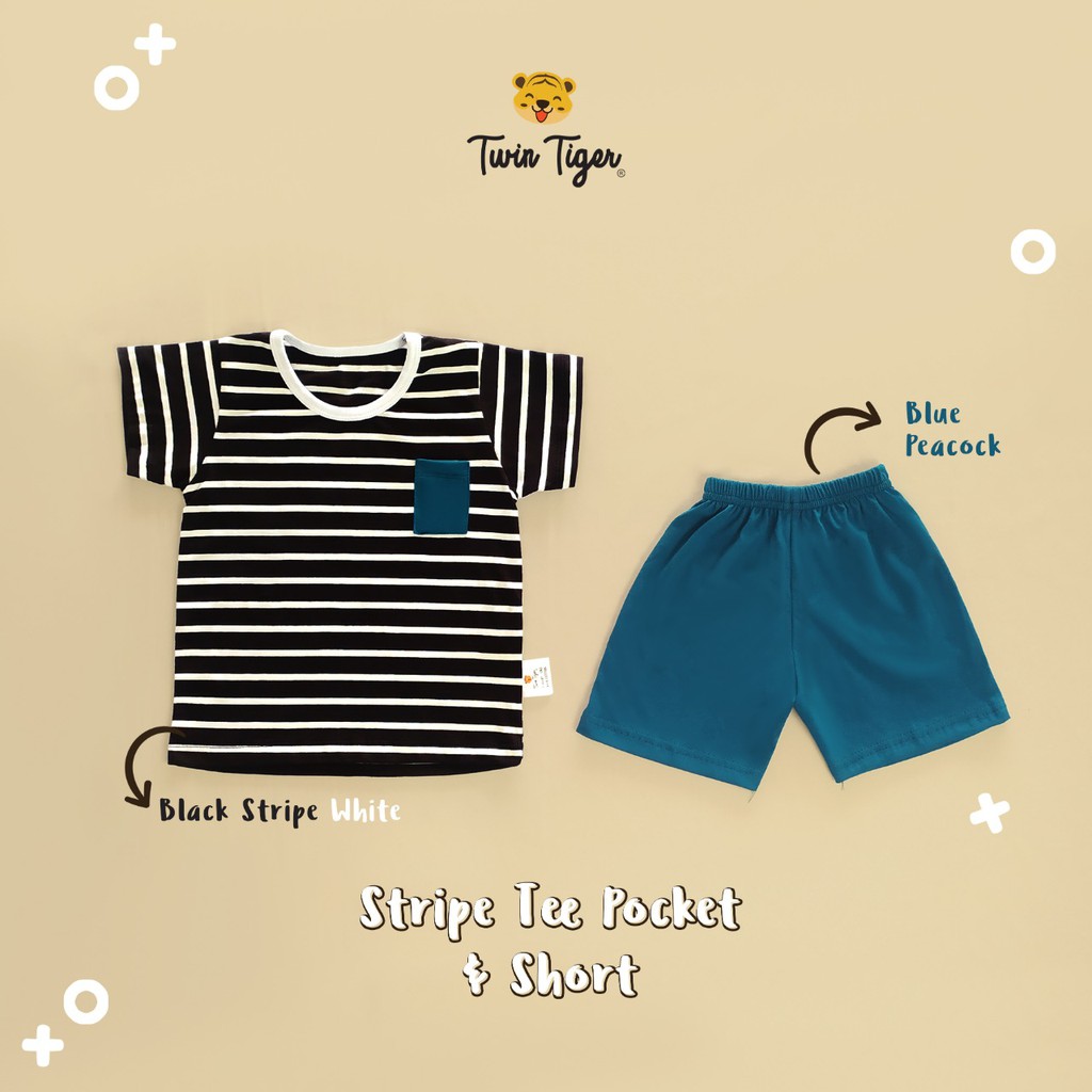 CUCI GUDANG PROMO TWIN TIGER SETELAN KAOS ANAK garis TSHIRT STRIPE TEE POCKET SET BAJU ANAK / BAJU BAYI 0-5 Tahun SNI