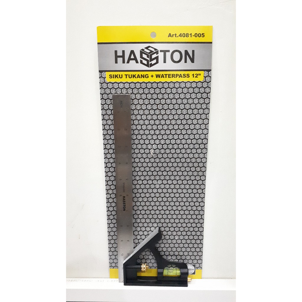 HASSTON PROHEX Siku Tukang + Waterpass 12 inch Kombinasi Siku Waterpas