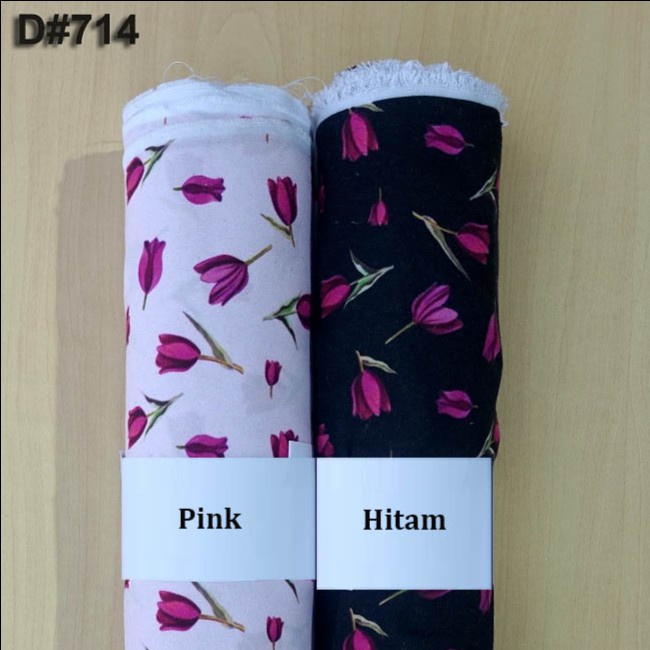 Kain Katun Jepang Bunga Flanel 714 - FLANEL (Per 0,5 meter) - Hitam, Katun Jepang