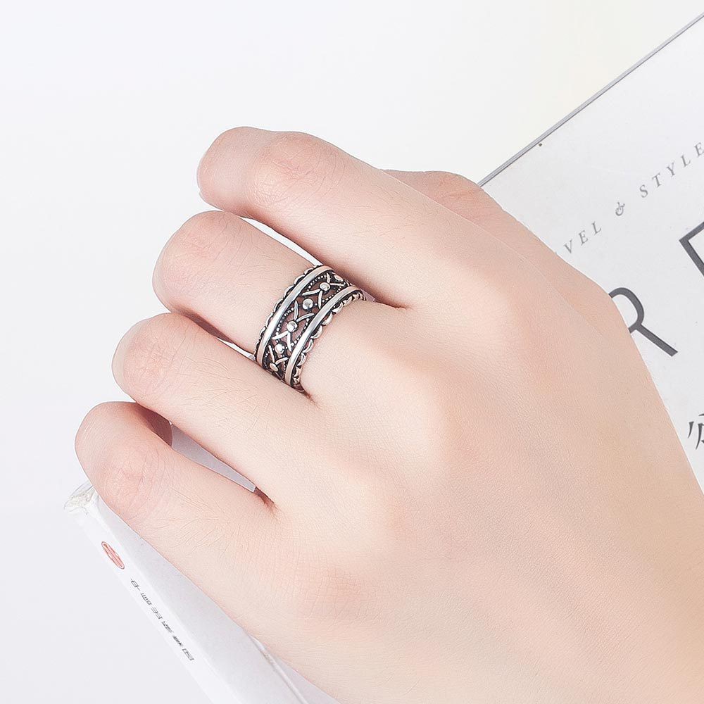 Cincin Bahan Sterling Silver 925 13 Gaya Retro Untuk Wanita