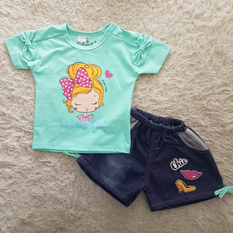 baju bayi girl denim set