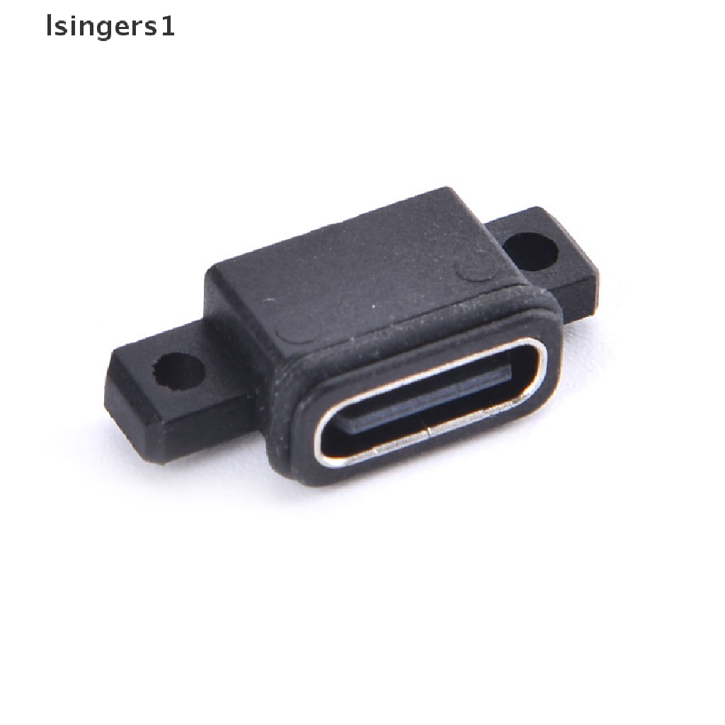 (lsingers1) Soket Port USB Tipe-C 2-Pin Female Tahan Air Dengan Lubang Skrup