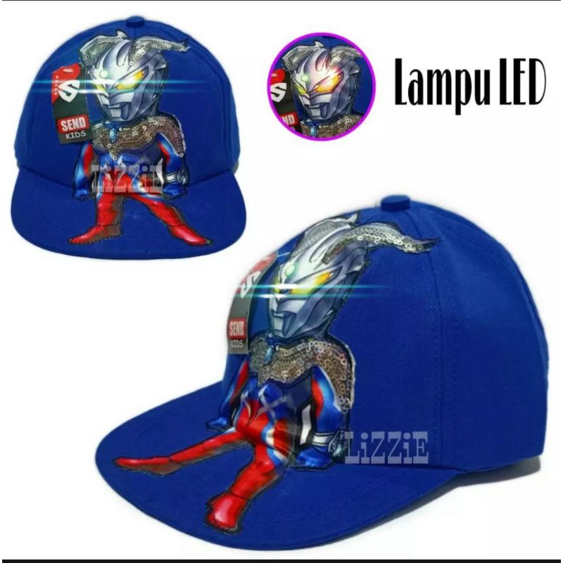 topi Led ultraman bisa nyala topi anak basboll topi led ultraman zero