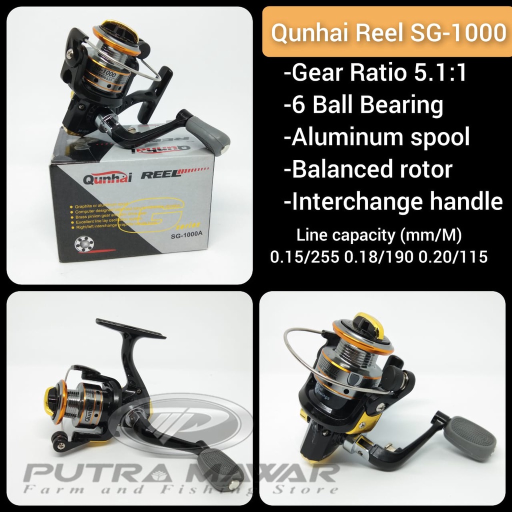 Reel Pancing Qunhai SG 1000A 6bb. Spining rel qunhai reel murah reel mini