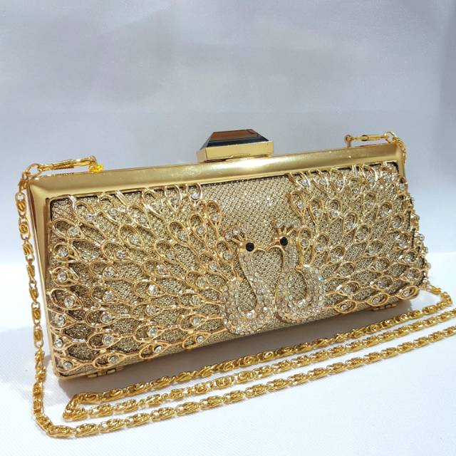 Tas Pesta Farnell Clutch Diamond Kondangan Cantik Import Motif Merak 2623/2653 Best Seller