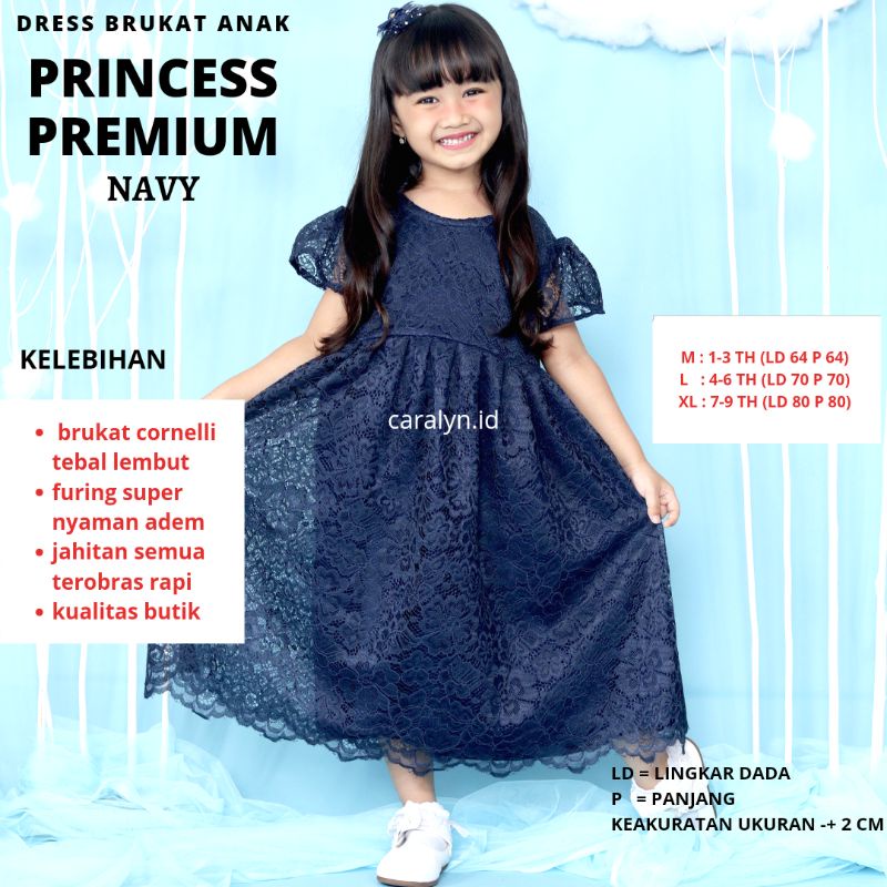 DRESS BRUKAT ANAK PRINCESS 0-9 TAHUN PAUD SD