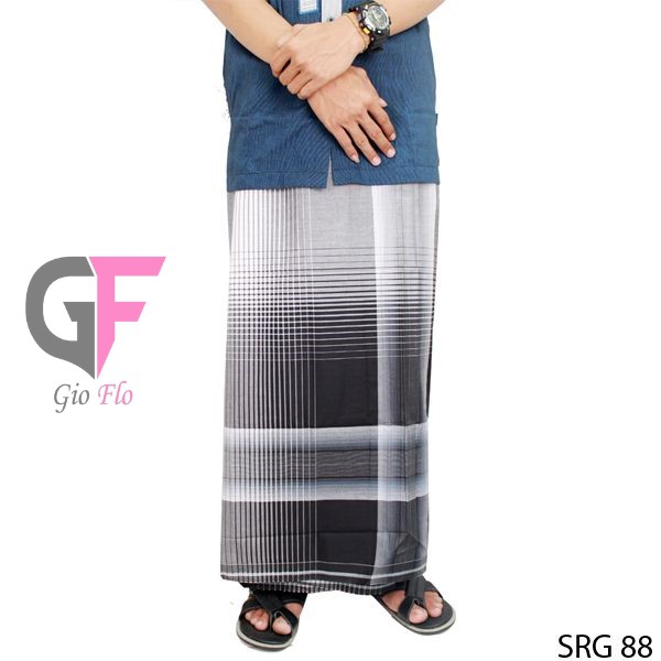 GIOFLO Sarung Pria Muslimin Terkini White Black / SRG 88