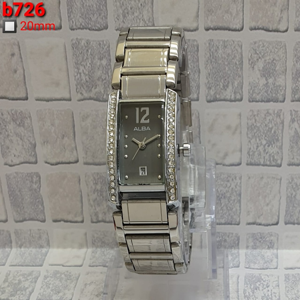 Grosiran Jam Tangan Fashion Wanita Alba 02100HL Analog Strap Stainless Steel Tanggal Aktif Include Box Jam Tangan (COD)