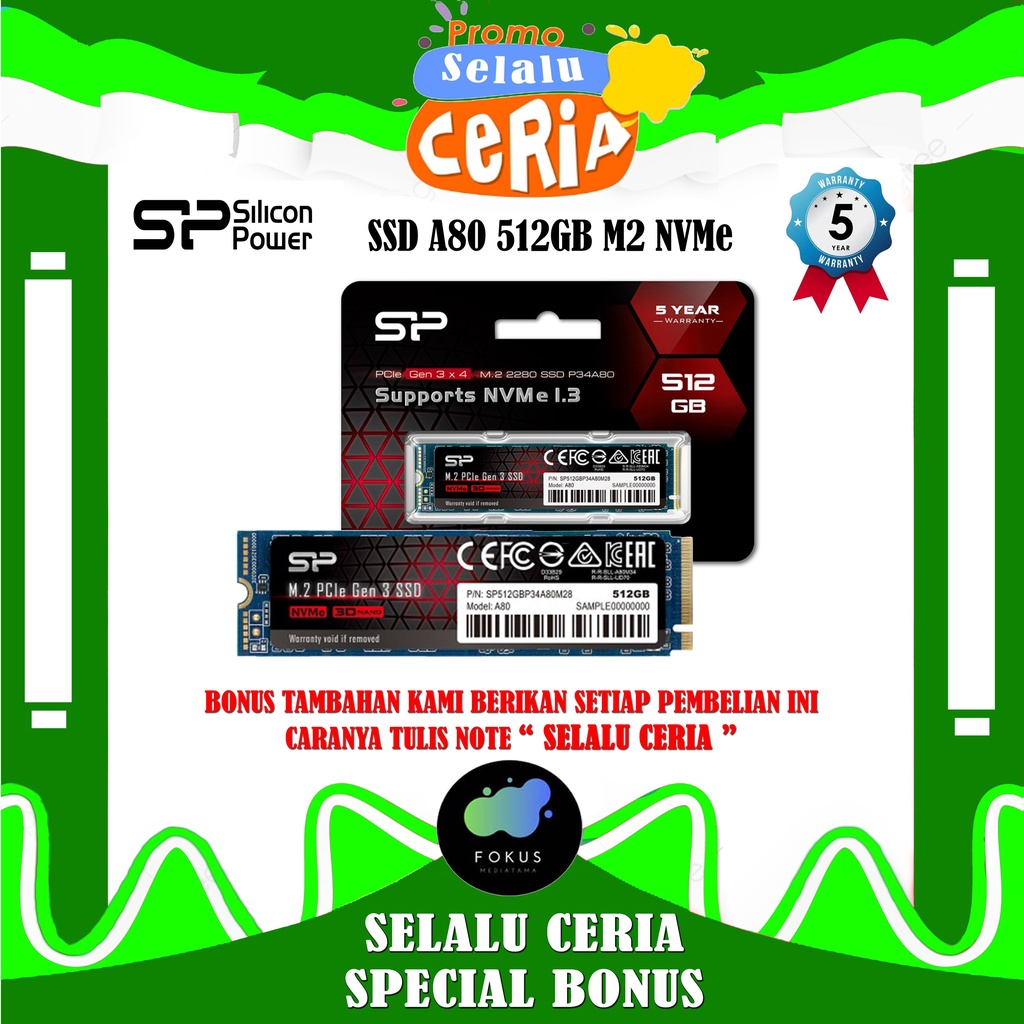 SSD Silicon Power A80 512GB M.2 NVMe 2280 PCIe Gen3x4