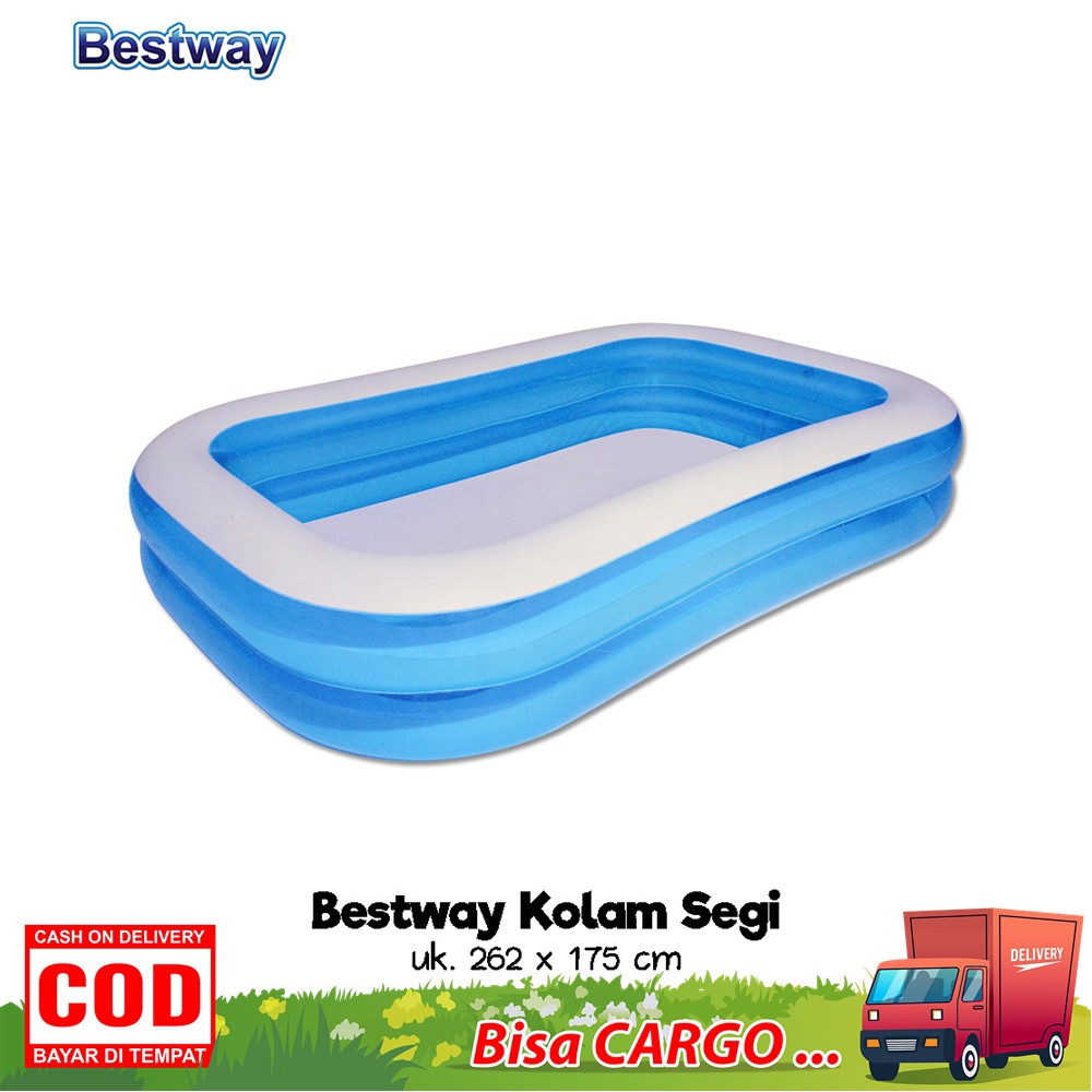 BESTWAY Kolam Segi Uk 262 X 175 X 51 CM ( 54006 ) / Kolam Main Anak / Kolam Renang Anak