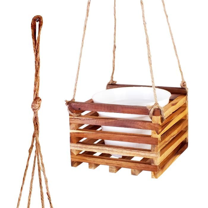 Pot Kayu Kotak Gantung Pot Anggrek Bunga Tanaman Kayu Pinus