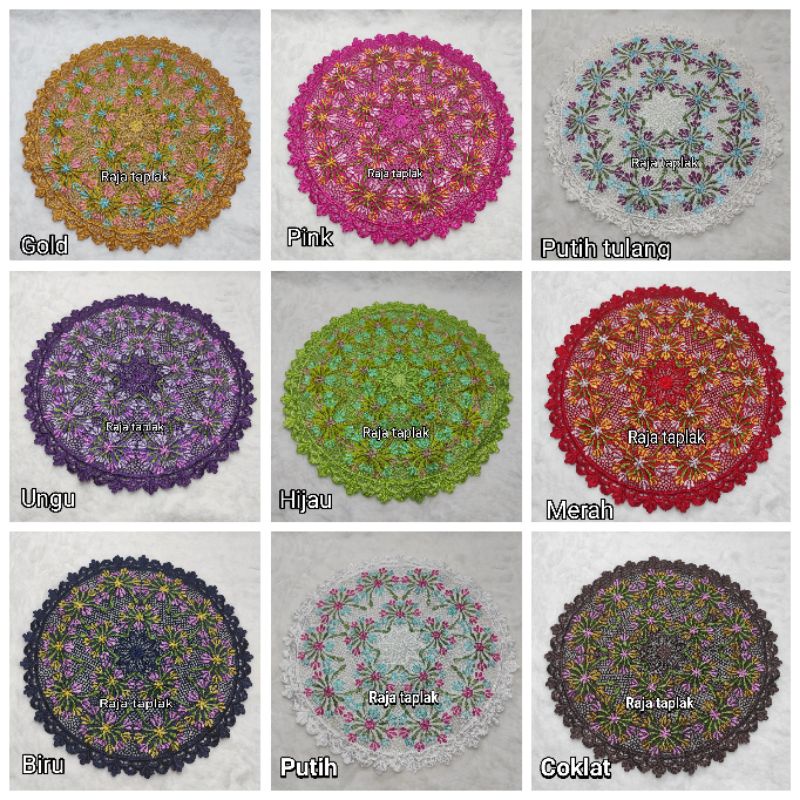 Taplak meja tamu bulat kecil bordir/taplak meja sudut/taplak vas bunga/taplak meja rias size 36 cm