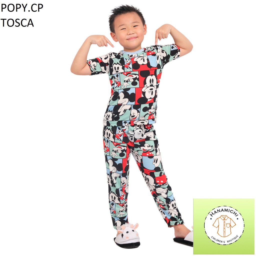 Hanamichi POPY.CP Setelan Baju Tidur Anak Lengan Pendek Motif Kartun