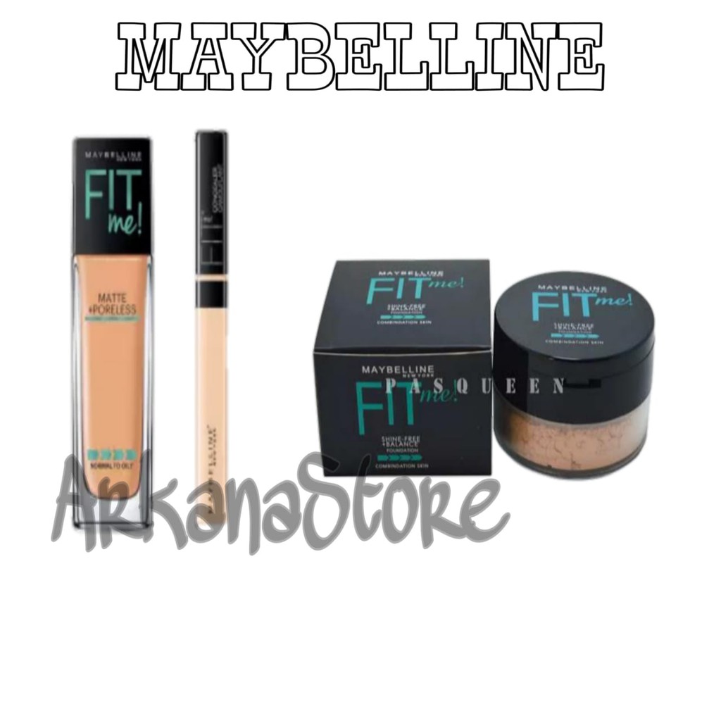 Paket Maybelline Make Up Foundation+Concealer Dan Bedak Tabur 2in1