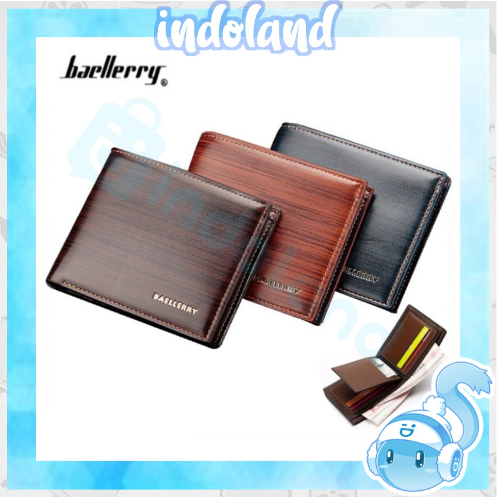 ☀ INDOLAND ☀ D005 Baellerry Dompet Kartu Kulit Pria Souvenir Kado Keren Grosir Import Murah COD