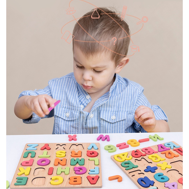 Mainan Edukasi Anak NUMBER &amp; ALPHABET PUZZLE Mainan Puzzle Kayu Anak