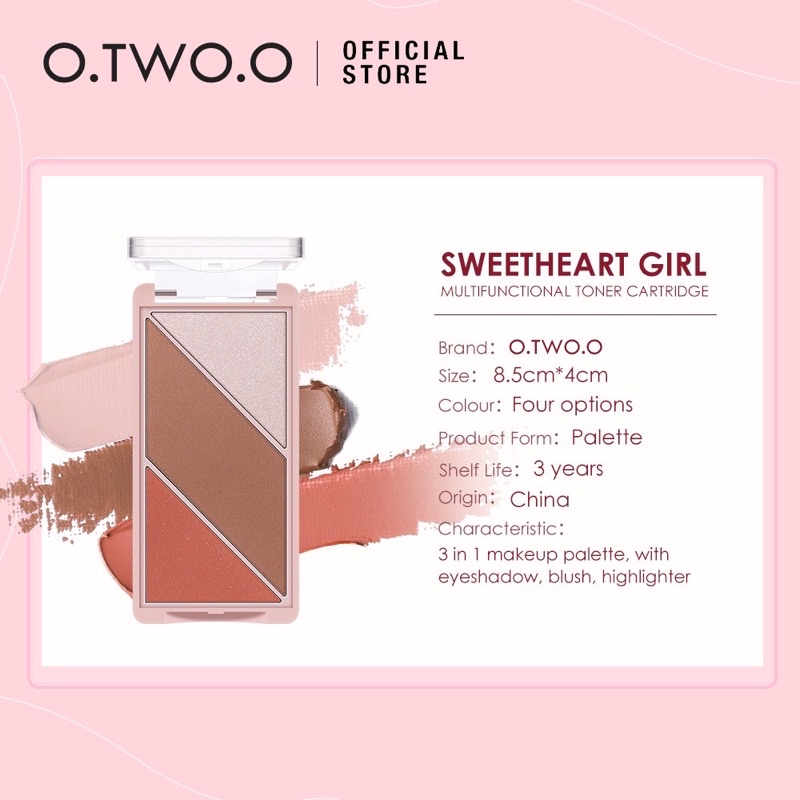 O.TWO.O 3 in 1 Blush Multifunctional Highlight Blush Palette Contouring powder Palette