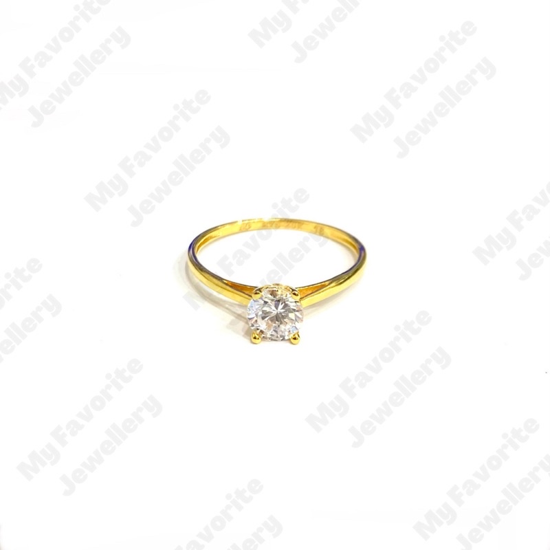 Cincin Solitaire Simple Uk10 Uk12 Uk14 Uk18 Uk21 Cincin Emas Asli Kadar 875