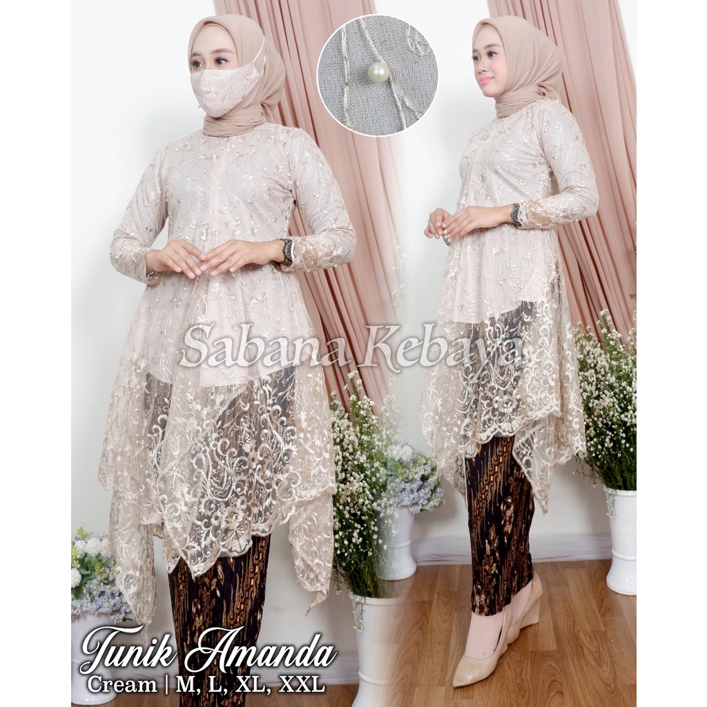 SAB&gt; SET KEBAYA AMANDA / KEBAYA BUSUI / BAJU KEBAYA MODERN / TUNIK TULLE BORDIR/ KEBAYA PESTA CANTIK