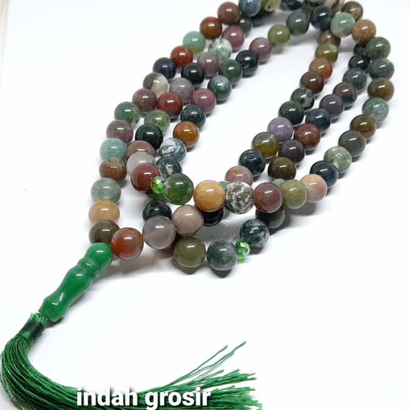 TASBIH 10MM BATU HIJAU LUMUT SULIKI 99BUTIR ORIGINAL STONE