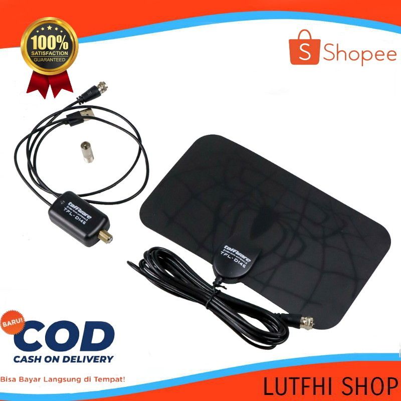 Fullset Antena Dan Booster Penguat Sinyal Taffware Antena TV Digital DVB-T2 High Gain 25dB + Amplifi