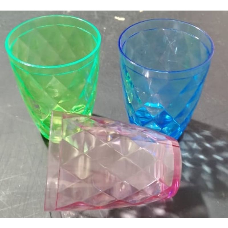 gelas plastik kristal GL11 warna warni 350ml