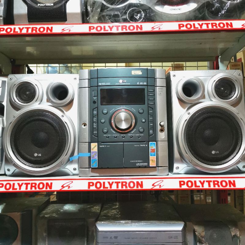 SPEAKER PORTABLE MINI HOME THEATER LG LM D2360 TAPE DVD MP3 AUX CD MUSIC CASSETTE PLAYER COMPO JADUL