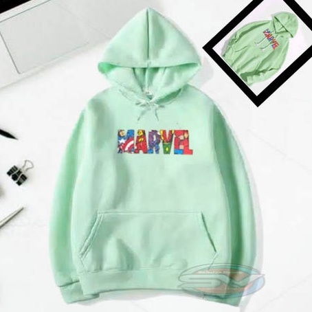 BISA COD / Jaket Hoodie Nasa H&m Marvel Studio Heroes Usa Pria Wanita Hijau Mint