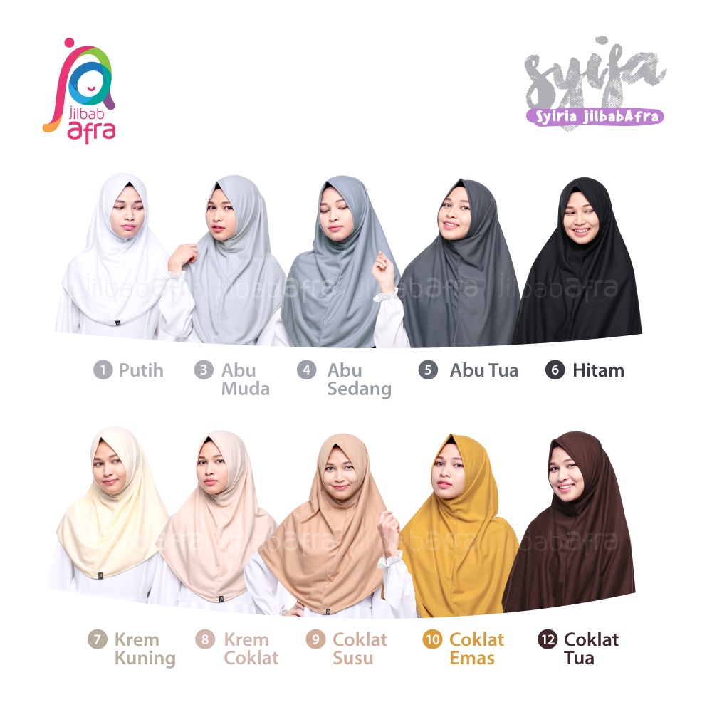 Jilbab Syifa Size XL - Bergo Syiria Non Pet Jilbab Afra (Arfa) - Hijab Instan Bahan Kaos, Adem, Lembut &amp; Nyaman