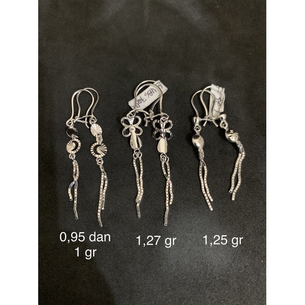 Anting emas asli mas putih kadar 750 model gantung