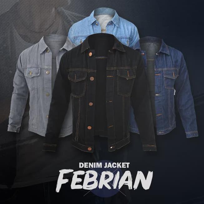 u6us jaket febrian jeans pria jaket levis cowo cowok panjang hitam navy abu - abu-abu muda, l vimq