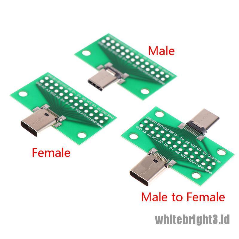 &lt; White3 &gt; Adapter Konektor PCB Board 24 + 2P USB 3.1 Tipe-C Male Female 2.54mm