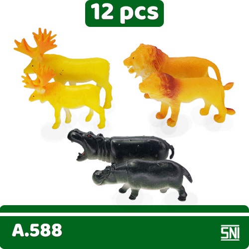 Sekawantoys Mainan Anak Wild Animal12 pcs Kantong / mainan anak hewan hewan [588A]