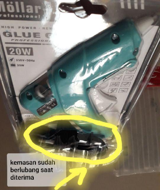 Paket Mollar Glue Gun 20 Watt Biru & 10 Pcs Refill Lilin Lem Tembak