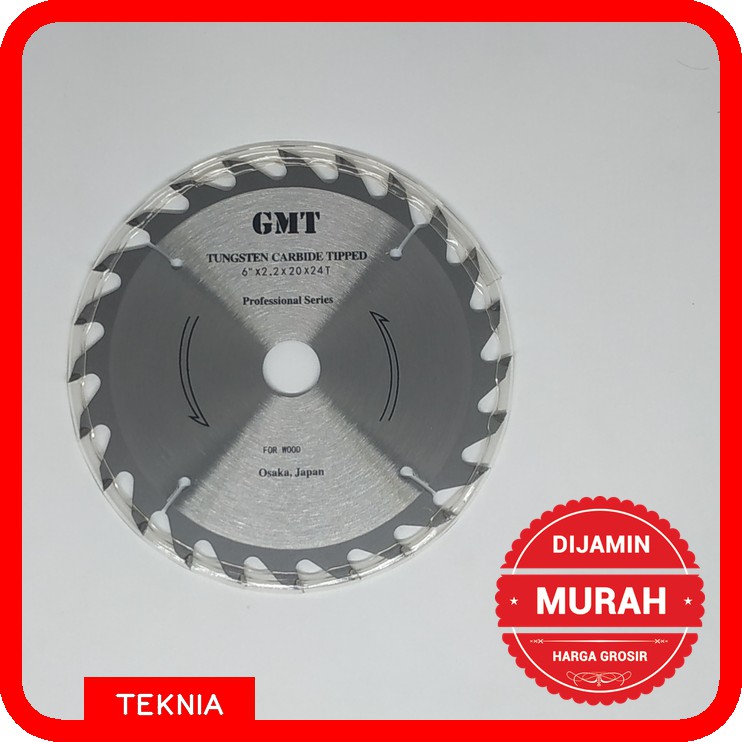 Mata Circle-Circular Saw TCT GMT 6” x 24T Tebal / Mata Gergaji Pemotong Kayu
