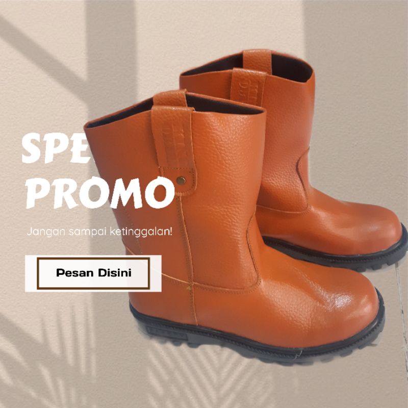 sepatu sefty pria boot ujung besi kulit.