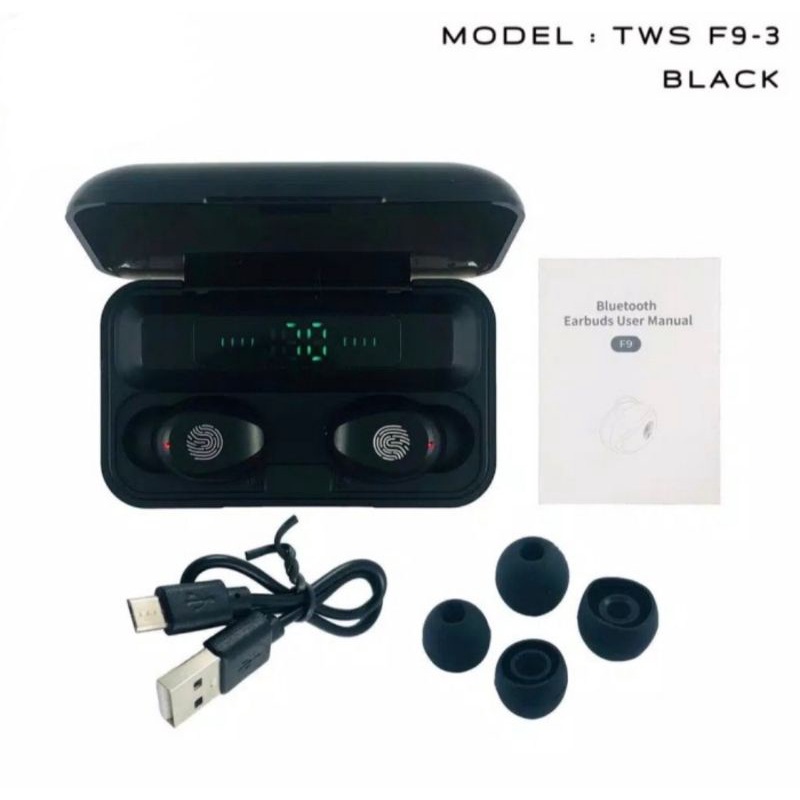 Headset Bluetooth TWS F9-3 LED Touch Control F9.3 F9 3